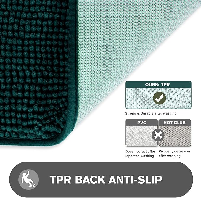 Bathroom Rugs 30 x 50 Inch – Extra Large Bath Mat | Absorbent and Washable Thick Chenille Bath Rugs Non-Slip Runner Rug for Bathroom, Shower, Tub(Dark Teal)