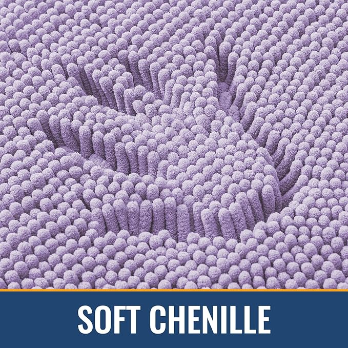 Arotive Bathroom Rugs 24x16, Extra Soft Absorbent Shaggy Chenille Bath Rugs, Machine Washable Rubber Backing Non-Slip Bath Mats for Bathroom Floor Tub and Shower, Home Decor Accessories,Lavender