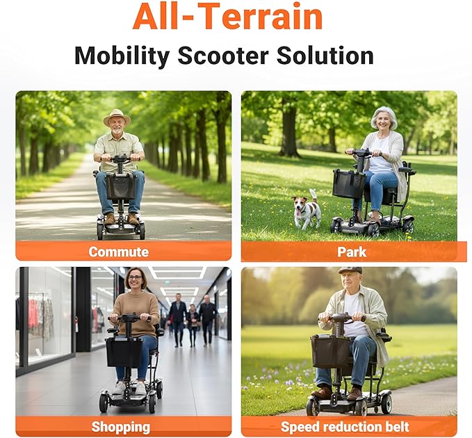 Mobility Scooter for Adults, 4 Wheels Mobility Scooter with LCD Display, 350LBS Capacity & Lithium Battery, Airline Approved, 38LBS Motorized Mobility Scooter for Seniors (Silver, 30 MI-211)