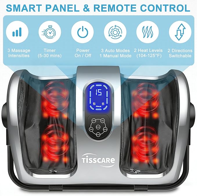 TISSCARE Shiatsu Foot Massager with Heat: FSA HSA Eligible Foot Massager for Neuropathy, Plantar Fasciitis and Pain Relief-Massage Feet/Leg/Calf/Ankle at Home/Office, Gifts for Women and Men