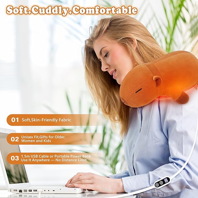 14'' Capybara Heating Pad for Period Cramps, Capybara Plush with a Hot Soft Belly USB Powered, Menstrual Heating Pad Neck Shoulder Pain Relief, Birthday Gift for Daughter Wife Period Heating Pad