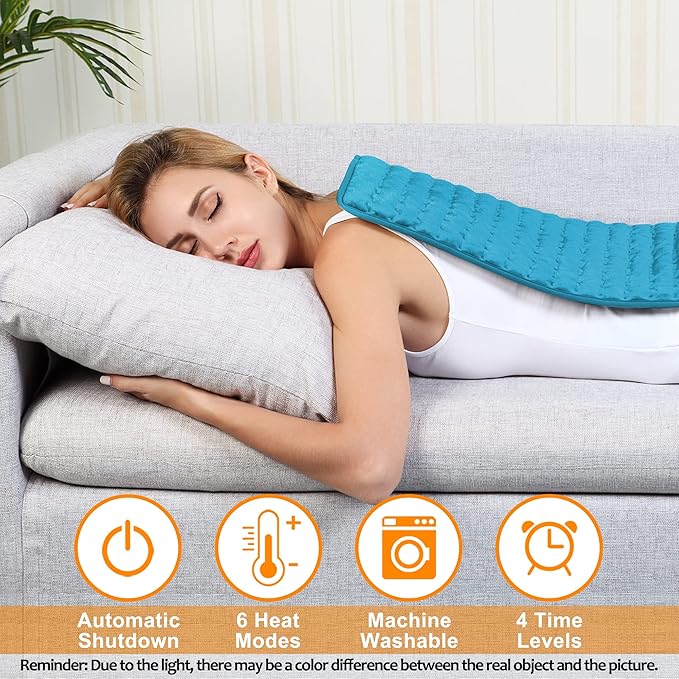 Electric Heating pad for Back Neck Shoulder Knee Arms Legs- Electric Heat Pads with 6 Heat Settings & Auto Shut Off &Dry/Moist Heat Heating Pad for Birthday Mother Father Girl Men Women