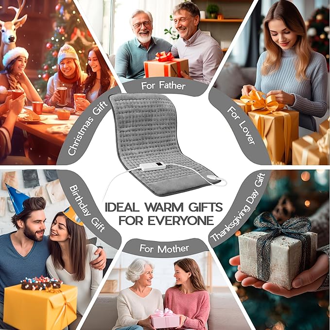 Heating Pad for Period Cramps, Heating Pad for Back/Neck/Shoulder Muscle Pain, 6 Heating & 4 Timer Setting, Birthday Christmas Gifts for Women Mom