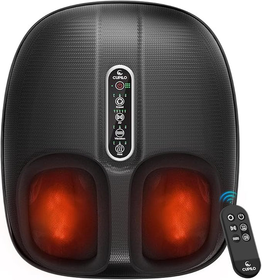 CuPiLo Foot Massager with Heat FSA Eligible HSA, Shiatsu Feet Massager with Remote Control, Multi-Level Compression Deep Knead Foot Massage for Neuropathy & Plantar Fasciitis, Gifts for Women Men