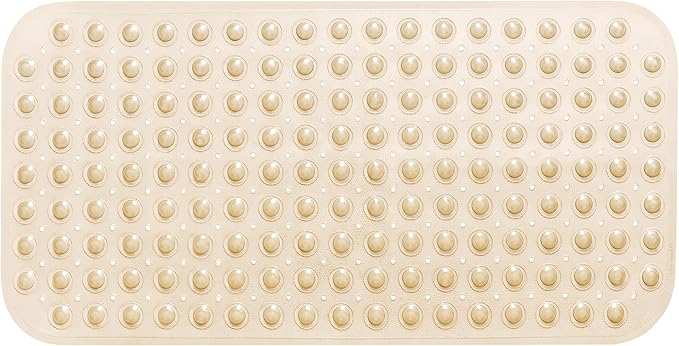 Large Non-Slip Bathtub & Shower Mat 31"x16" (Smooth/Non-Textured Tubs Only) Safe, Clean, Machine-Washable, Superior Grip&Drainage, Vinyl, Transparent Light Brown,Medium
