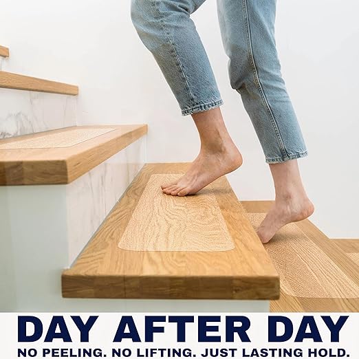 Clear Non Slip Stair Treads for Wooden Steps Indoor 24"x4" – 18-Pack Peel Stick Stair Treads – Self Adhesive Transparent Step Covers – Stair Grip Tape for Dogs, Kids – by STEPCORE
