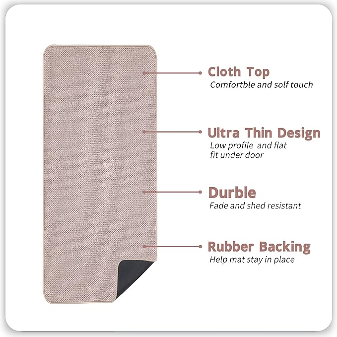 Bosap Bath Mat,Ultra Thin Bathroom Runner Rugs,Large Bath Mats for Bathroom,Quick Dry,Non-Slip,Machine Washable,Low Pile,Bath Rug,Shower Outside,Sink,Home Decor Accessories.Beige,3'x6'(36x72inch)