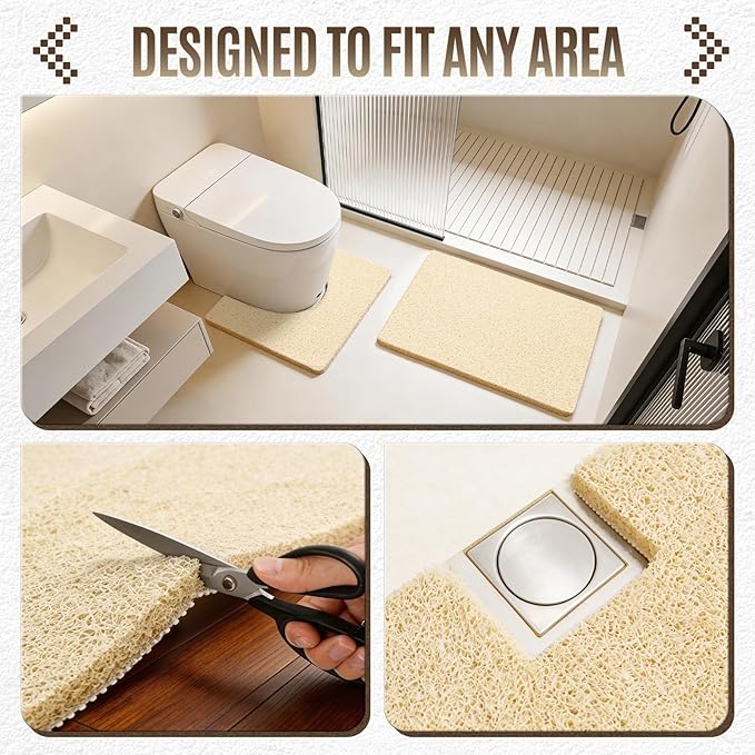 Joyhalo Shower Mat Bathtub Mat Non Slip, Bathmats Non Slip, Quick Drying Foot Scrubber Loofah Mats for Shower, Tub, Bathroom, Home, 32x24inch, Beige