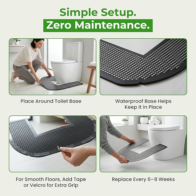 SMELLRID Disposable Toilet Mat for Urine Absorption – Odor-Control Floor Protector Absorbs 18+ oz – Non-Slip Bathroom Splash Pad 6-Pack (22 x 22 in)