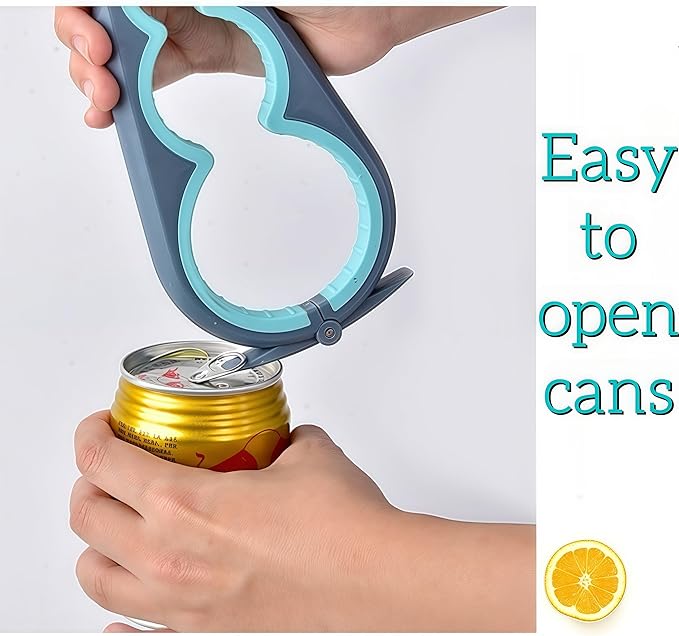 5-in-1 Jar Opener for Seniors, Weak Hands & Arthritis – Non-Slip Silicone Gripper Pad, Easy-Grip Bottle & Can Lid Opener Set, Grey and Blue
