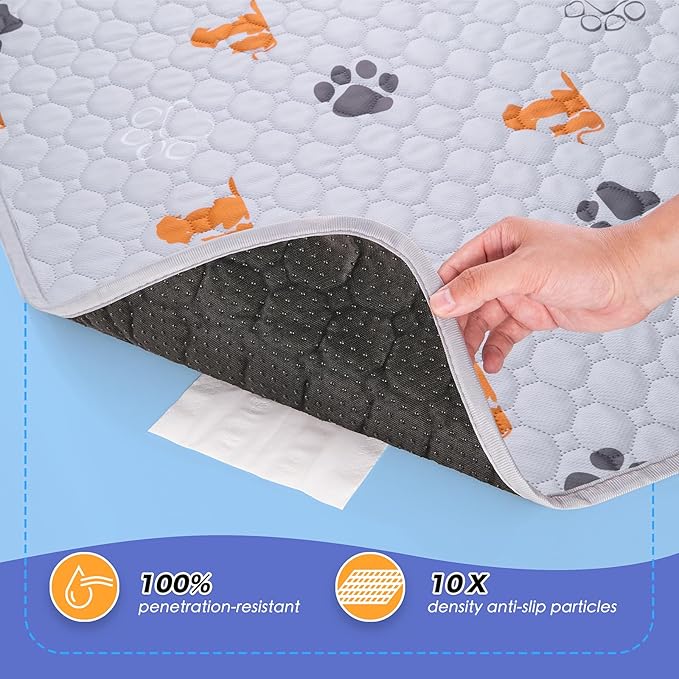 WanpeeGoo Washable Pee Pads for Dogs, 2 Pack Absorbent Reusable Training Dog Pads Pet Puppy Pads, Non-Slip Potty Pads for Whelping, Playpen, Crate, Bed, Orange, 24"x36"