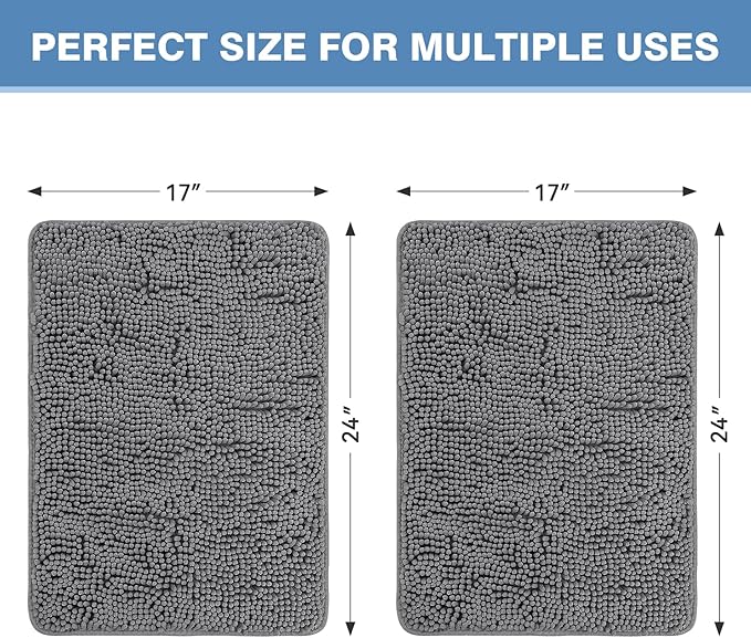 Bcoimo Grey Bathroom Rugs Set 2 Piece, Bath Mats Set for Bath-Room Non Slip with Rubber Backing,High Absorbent Microfiber Bath Rugs Set Quick Drying，Machine Washable, Durable Bathroom Decor