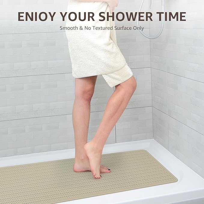 OTHWAY Bathtub Mat Non Slip, 27" x 17" Bath Mat for Tub, Machine Washable Shower Anti Slip Mat with 246 Strong Suction Cups (Brown)