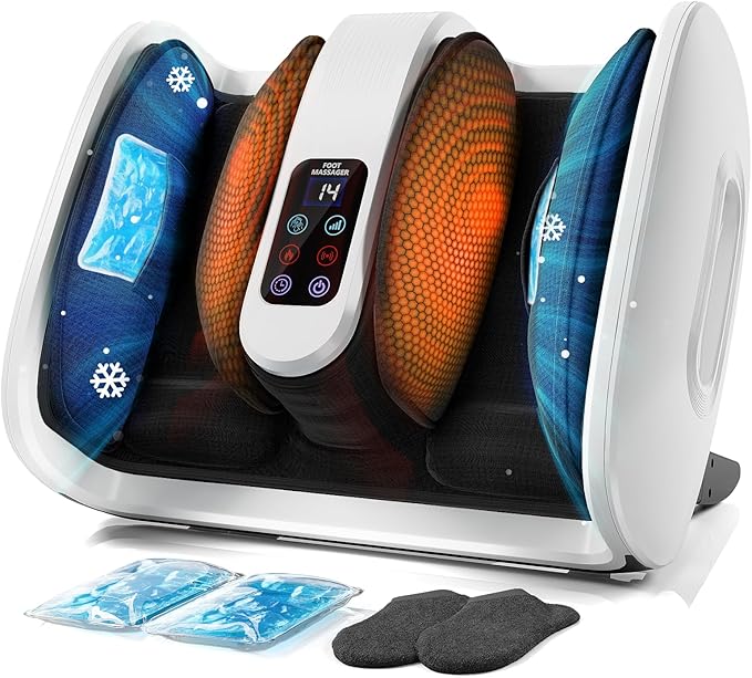 SUMELL Foot Massager with Heat & Ice Therapy, Shiatsu Foot Massager with Compression, Deep Kneading for Plantar Fasciitis, Neuropathy, Circulation, Pain Relief, Father's Day Gift