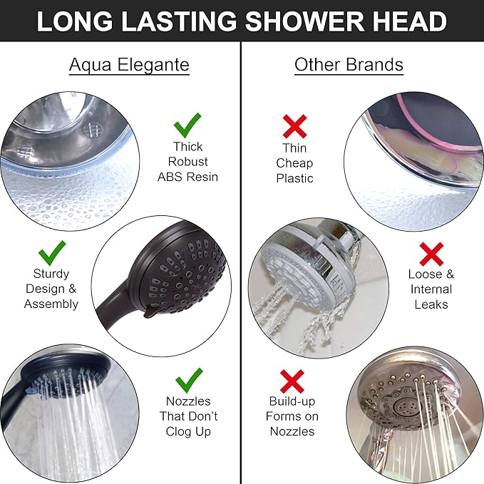 6 Function Luxury Handheld Shower Head - Adjustable High Pressure Rainfall Spray With Removable Hand Held Rain Showerhead For The Bathroom, 1.8 GPM - Oil-Rubbed Bronze & California Certified
