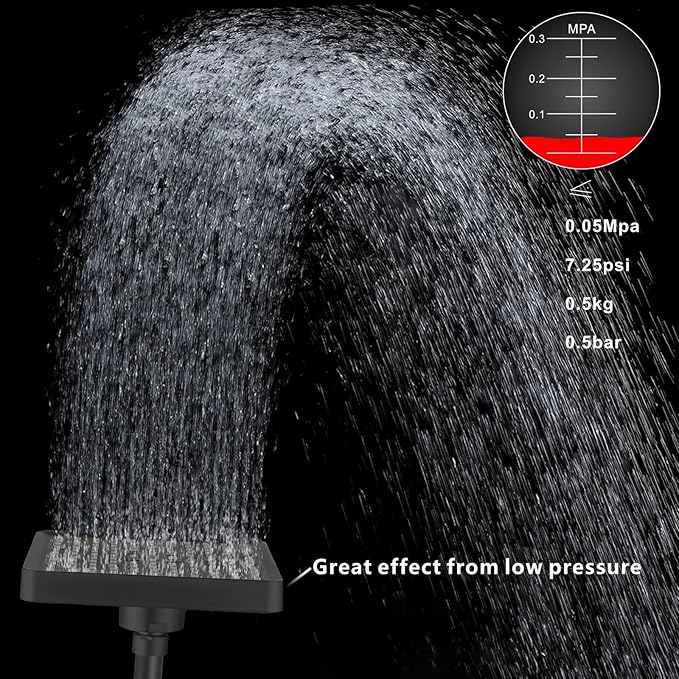 Voolan High Pressure Rain Shower Head with Handheld Spray Combo, Hand Held Filter Showerhead with Self-adhesive Holder and 59" Hose (Matte Black)
