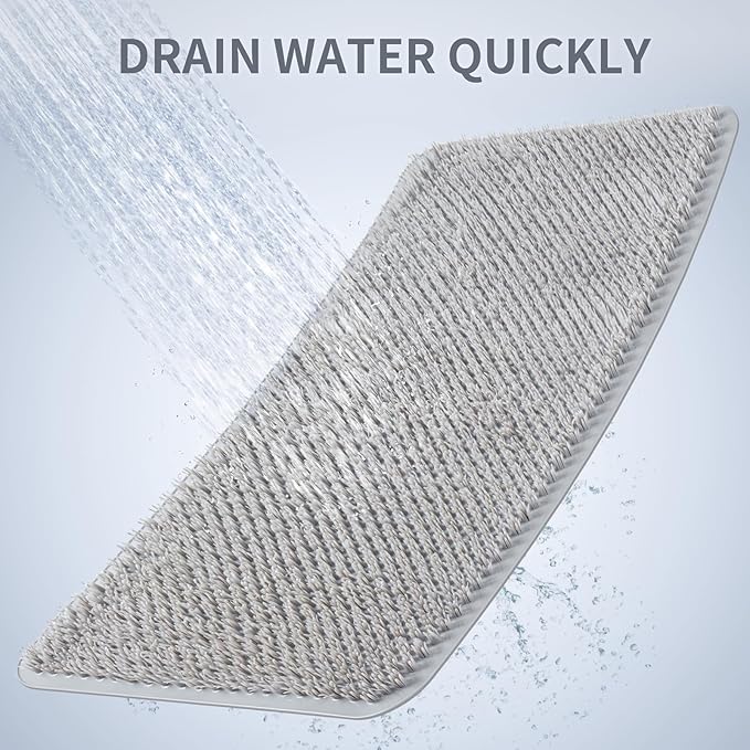 Yolife Shower Foot Scrubber Mat, Anti-Slip Bath Mat with Scrub Bristles, Soft Shower Foot Massager with Strong Suction Cups for Soothe Achy Feet,27.5'' x 15.7''