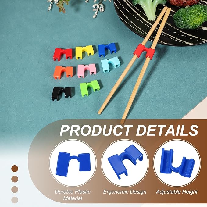 uxcell 10 Pcs Chopsticks Helper, Reusable Training Chopstick Hinges Connector Practice Chop Sticks Helpers for Adult Beginners Learners, Blue