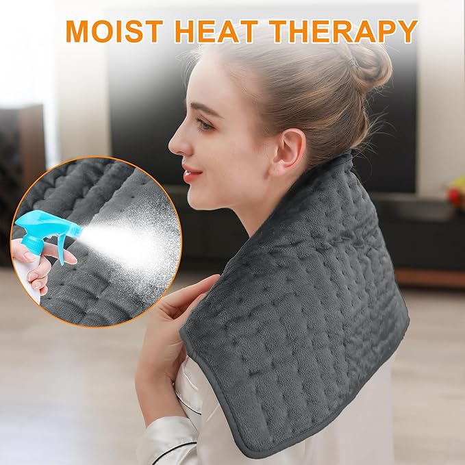 Deepsoon Heating Pad,Electric Heating Pads for Back,Neck,Moist Heating Pad for Abdomen Shoulder Knee Legs,Dry/Moist Heat&Auto Shut Off,Mother's Day Birthday for Men and Women,Dark Gray,24x12 Inch