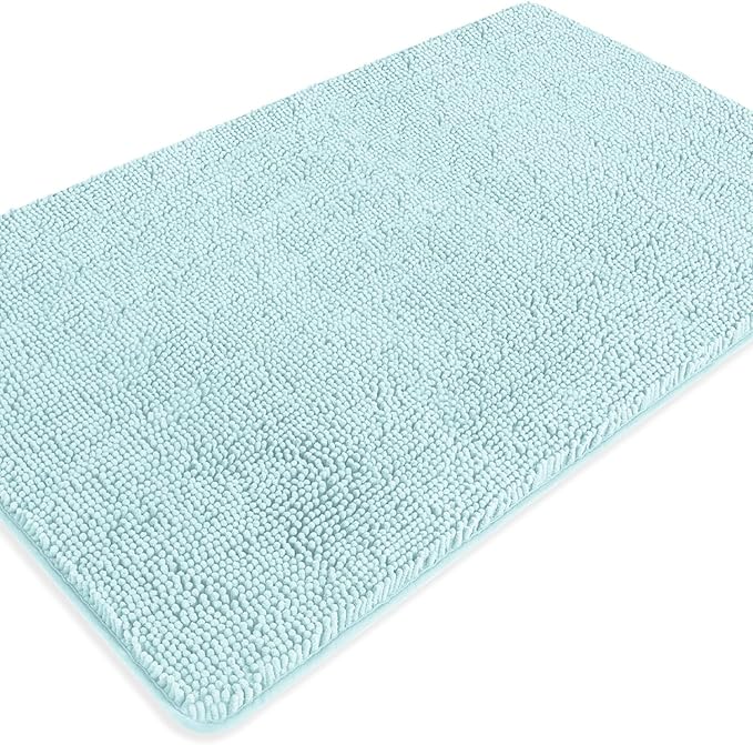 Bathroom Rugs 30 x 50 Inch – Extra Large Bath Mat | Absorbent and Washable Thick Chenille Bath Rugs Non-Slip Runner Rug for Bathroom, Shower, Tub(Aqua)