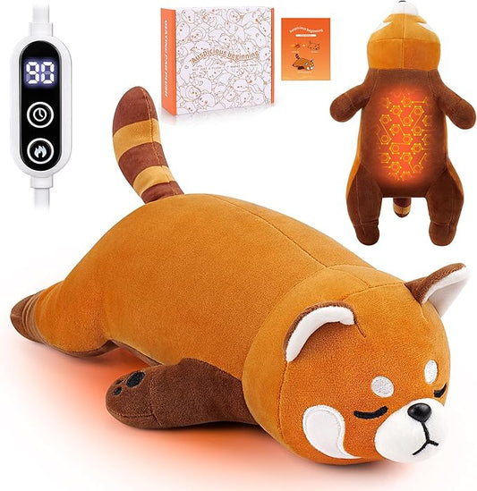 Electric Heating Pad for Period Cramps, Cuddly Cute 14'' Red Panda Plush with a Hot Soft Belly USB Powered, Menstrual Heating Pad Neck Shoulder Pain Relief, Gift for Daughter Wife Period Heating Pad