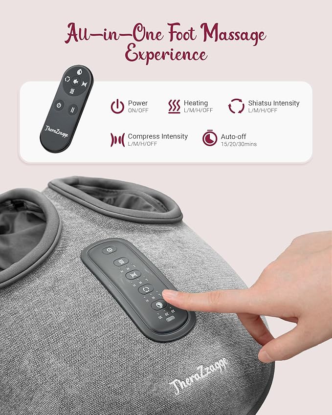 Shiatsu Foot Massager with Heat [2026 Upgraded], Gifts for Him Her, FSA Eligible Deep Kneading Compression, Remote Control, HSA Feet Massage for Plantar Fasciitis, Fits Size 14