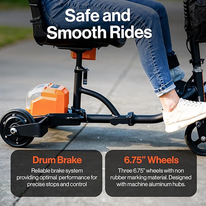 SuperHandy Passport Mobility Scooter for Adults - Foldable, 3 Wheel, Airline Travel Friendly - 6.5 Mile Range, 48V 2Ah Li-Ion Swappable Battery System (1 Li-Ion Battery)