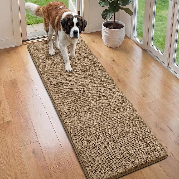 Bcoimo Super Absorbent Dog Door Mat, 60"*24" Anti Slip Mat for Muddy Paws, Pet Rugs for Dirty Paws Washable that Absorbs Moisture and Dirt, for Dog Cage and Pet Resting Carpet