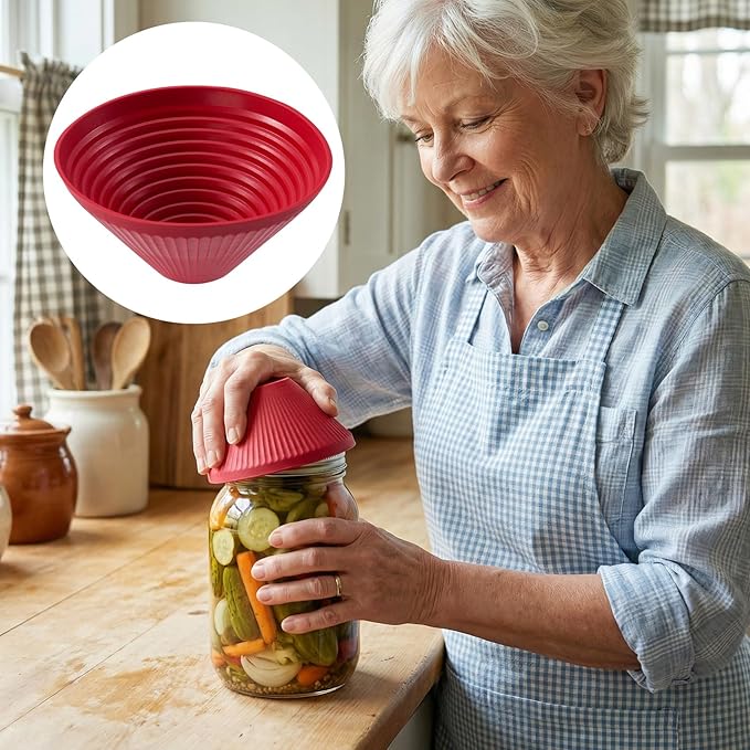 PAGOW 4pcs Round Rubber Jar Opener, Multi Purpose Silicone Jar Opener Gripper, Reusable Anti-Slip Bottle Lid Openers for Kitchen, Seniors, Arthritis -Red