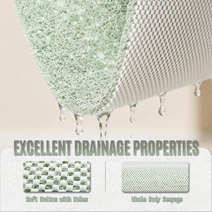 Joyhalo Shower Mat Bathtub Mat Non Slip, Bathmats Non Slip, Quick Drying Foot Scrubber Loofah Mats for Shower, Tub, Bathroom, Home, 32x24inch, Mint Green