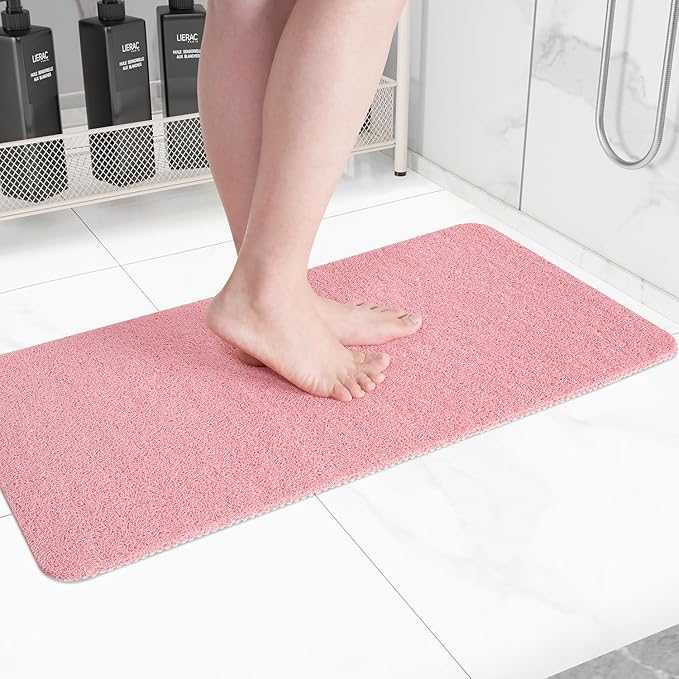 Hargiis Non-Slip Bathtub Mat, Anti Slip Shower Mat, Fast Drying Bathtub Mats, Foot Scrubber Mat, Anti Slip Mat for Tub, Floor, Bathroom, Kitchen, Home, Hotel (Pink 40"×16")