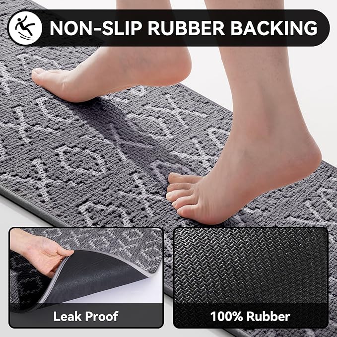 YDKGL Bathroom Rugs Non Slip, Super Absorbent Quick Dry Bath Mat, Rubber Backing Ultra Thin Bathroom Mats Fit Under Door Bathroom Floor Bathtub Shower