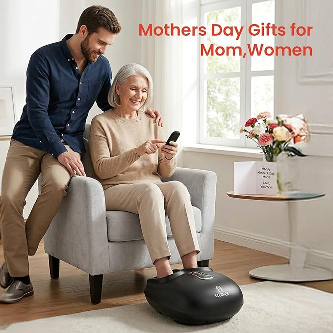 COMFIER Shiatsu Foot Massager with Heat, Kneading Rolling,Vibration, Compression,Remote Control,Foot Massage for Neuropathy,Plantar Fasciitis,Size 13“