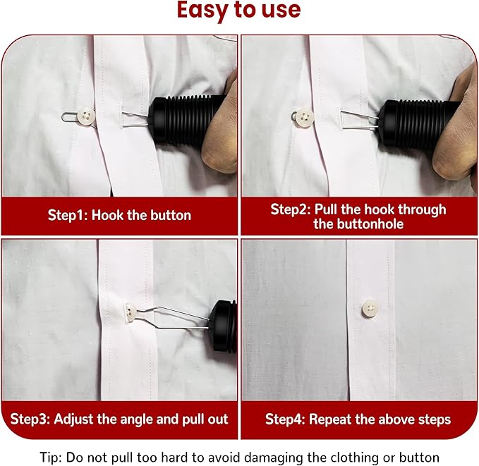 Button Hook with Zipper Pull, Button Assist Tool, Button Hook for Seniors, Disabled, Limited Hand Mobility, One Handed Button Helper Tool, Gifts for People with Disabilities, Easy to Use