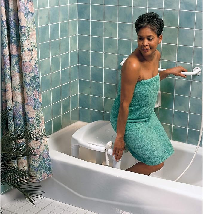 Carex Universal Bath Seat and Shower Chair, Heavy Duty Shower Bench for Bathtub, Safety Bath Seat Stool for Seniors and Disabled, Supports up to 400 lbs, Adjustable Height Shower Bench for Inside Tub