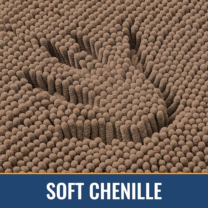 Arotive Bathroom Rugs 24x16, Extra Soft Absorbent Shaggy Chenille Bath Rugs, Machine Washable Rubber Backing Non-Slip Bath Mats for Bathroom Floor Tub and Shower, Home Decor Accessories, Mocha