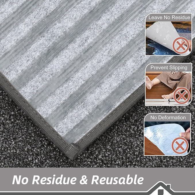 BEQHAUSE Edging Stair Treads for Wooden Steps 9" x 28", Non Slip Carpet Stair Treads Indoor Stair Runners, Soft Stair Rugs, Machine Washable, 100% Polyester, TPE Backing, 4pcs, Charcoal