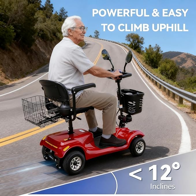 4 Wheel Electric Power Mobility Scooter for Adults, Electric Scooter for Seniors Folding Mobility Scooter -Max Speed 5 Mph,12.5 Miles Long Travel Range