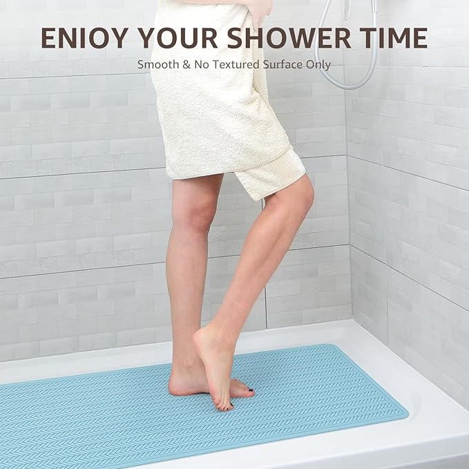 OTHWAY Bathtub Mat Non Slip, 27" x 17" Bath Mat for Tub, Machine Washable Shower Anti Slip Mat with 246 Strong Suction Cups (Lake Blue)