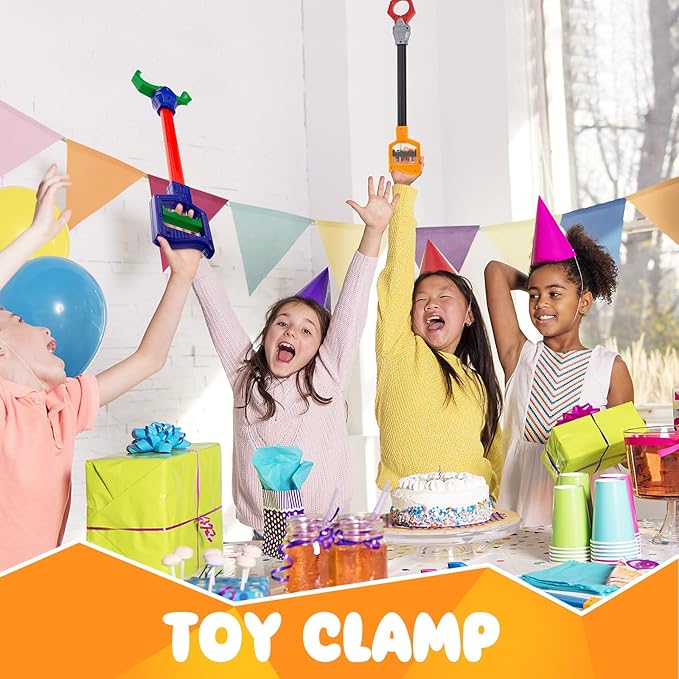 Lewtemi 4 Pcs Interactive Grabber Claw Robot Arm Pack Reacher Pickup Tool and Hand Eye Coordination Play, 18 Inch (Red,Blue,Gray)