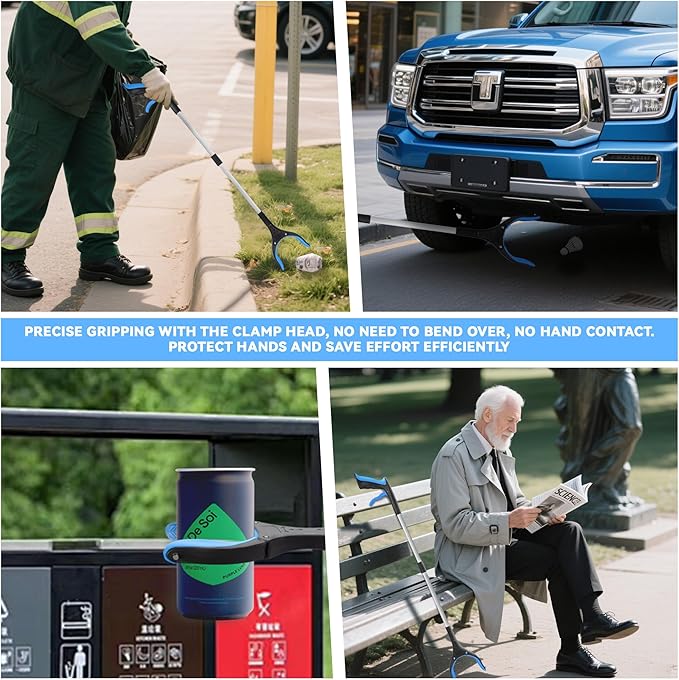 32.65"Grabber Reacher Tool, Foldable Trash Picker, 360°Rotating Grabber with Magnetic for Seniors and Disabled