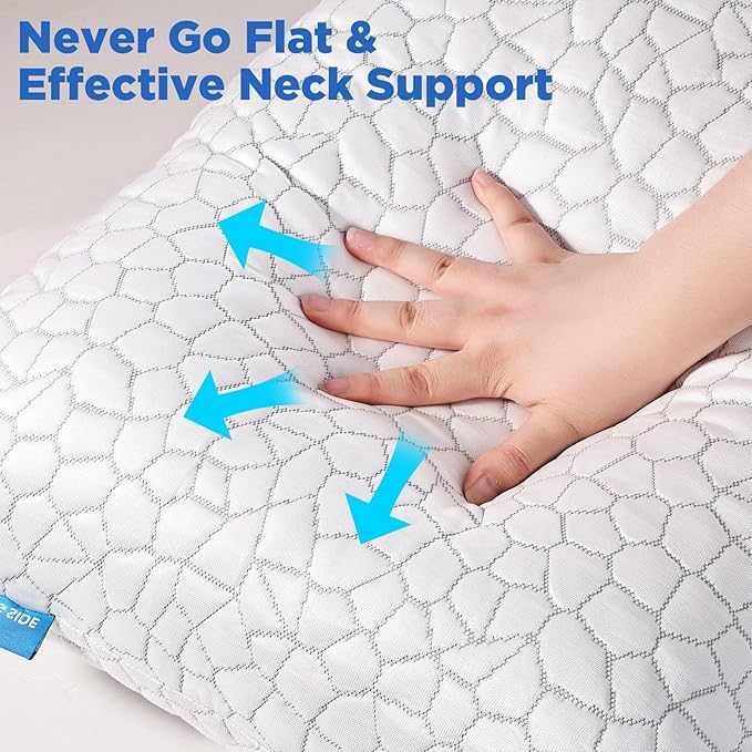 Side Sleeper Pillows for Adults, Cervical Pillow for Side Sleepers, Cooling Pillow with Ergonomic Design, Adjustable Crescent Shredded Memory Foam Pillows for Neck and Shoulder Pain Relief
