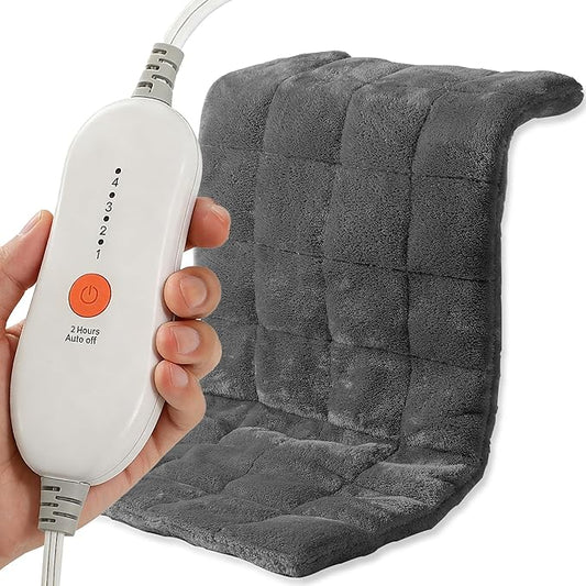 ESTINGO Weighted Heating Pad HSA Eligible, Electric Heating Pad for Back Neck Shoulder Pain Relif, 2.43LBS Heat Pad for Period Cramps with 2H Auto Shut Off and 4 Heating Levels, 12"x24" Dark Grey
