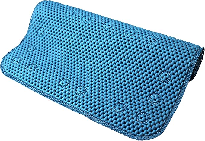 Deluxe Non Slip Shower and Bathtub Mat – Soft Cushioned Foam Bath Mat with Suction Cups and Drain Holes – Machine Washable Spa Tub Mat 36” x 17” (Metal Blue)