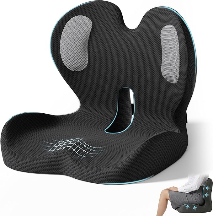 Ergonomic Seat Cushion,Office Chair Cushion with Lumbar Support Pillow,Car Orthopedic Seat Cushions,Designed for Sciatica,Tailbone,Back Pain Relief,for Office,Car,Truck,Home,Desk Chair