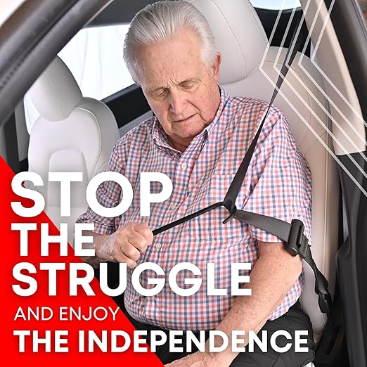 Seatbelt Catcher Seat Belt Aid Grabber - for Elderly & Disabled, Seatbelt Reacher Tool for Seniors with Back, Shoulder, or Elbow Injury, Easy Reach Mobility & Daily Living Aid, 3 Pack, Gray