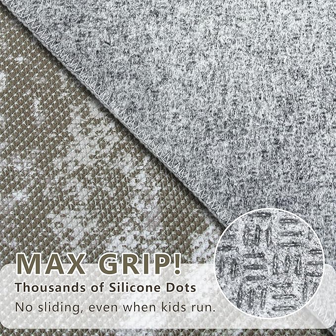 Abstract Washable Runner Rug 2x6, Brown Non-Slip Hallway Rug, Woven Non-Shedding Thin Runners for Entryway, Kitchen, Laundry Room - Deep Brown (Stain-Resistant Version, 2x6ft)