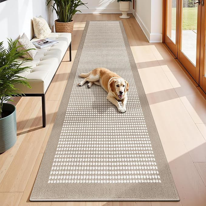 Ileading Runner Rug for Hallways 3'x14' Heavy-Duty Durable Entryway Floor Mat with Non Slip Rubber Backing Low-Pile High Traffic Carpet Machine Washable Accent Rugs for Kitchen, Living Room