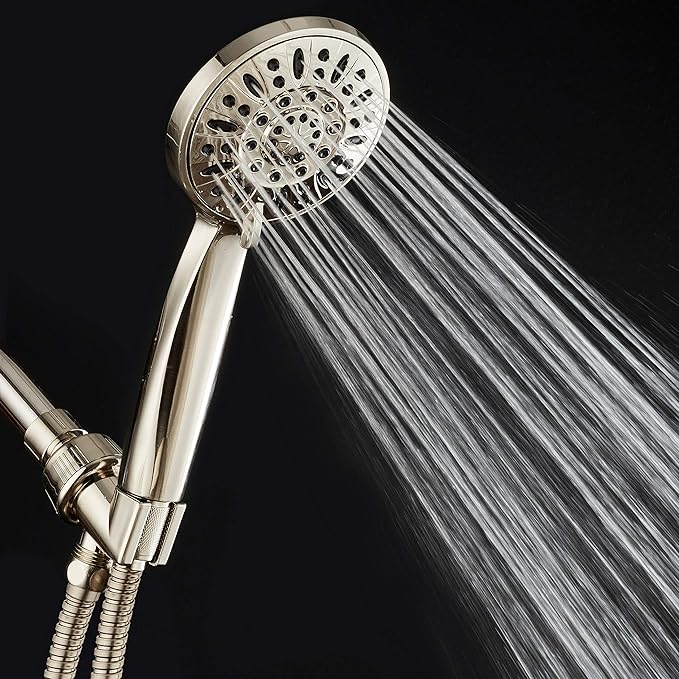 AquaDance High Pressure 6-Setting Full Brushed Nickel 4" Handheld Shower with Hose, The Ultimate Shower Experience Officially Independently Tested to Strict US Quality & Performance Standards -1.8 GPM