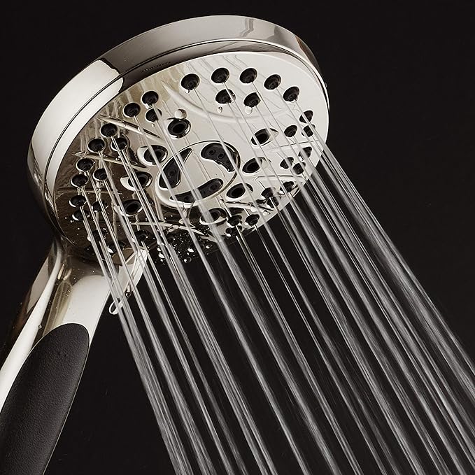 for California - High Pressure 6-setting Luxury Handheld Shower Head, 6 Ft Stainless Steel Hose, Anti Clog Jets, Anti Slip Grip, Top US Brand, Extra Wall Bracket - Brushed Nickel Finish